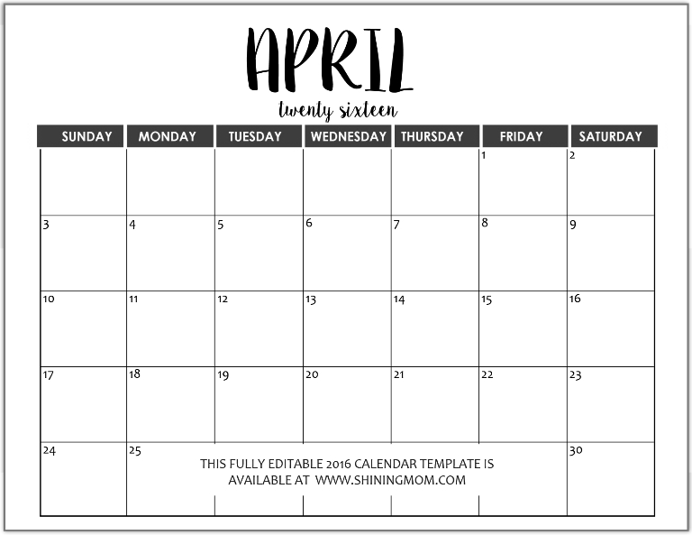 Just In: Fully Editable 2016 Calendar Templates In Ms Word