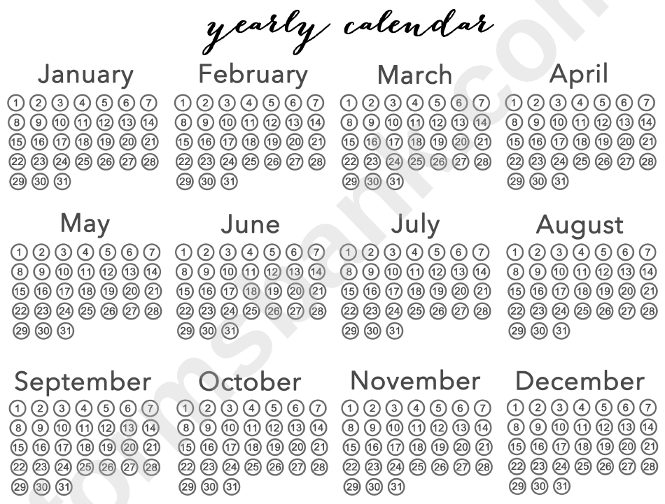 Printable Children'S Calendar Yearly