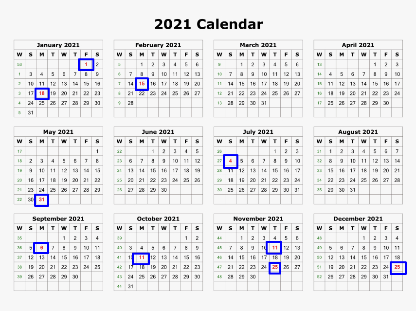 List Of 2021 Federal Holidays - United States (Calendar)