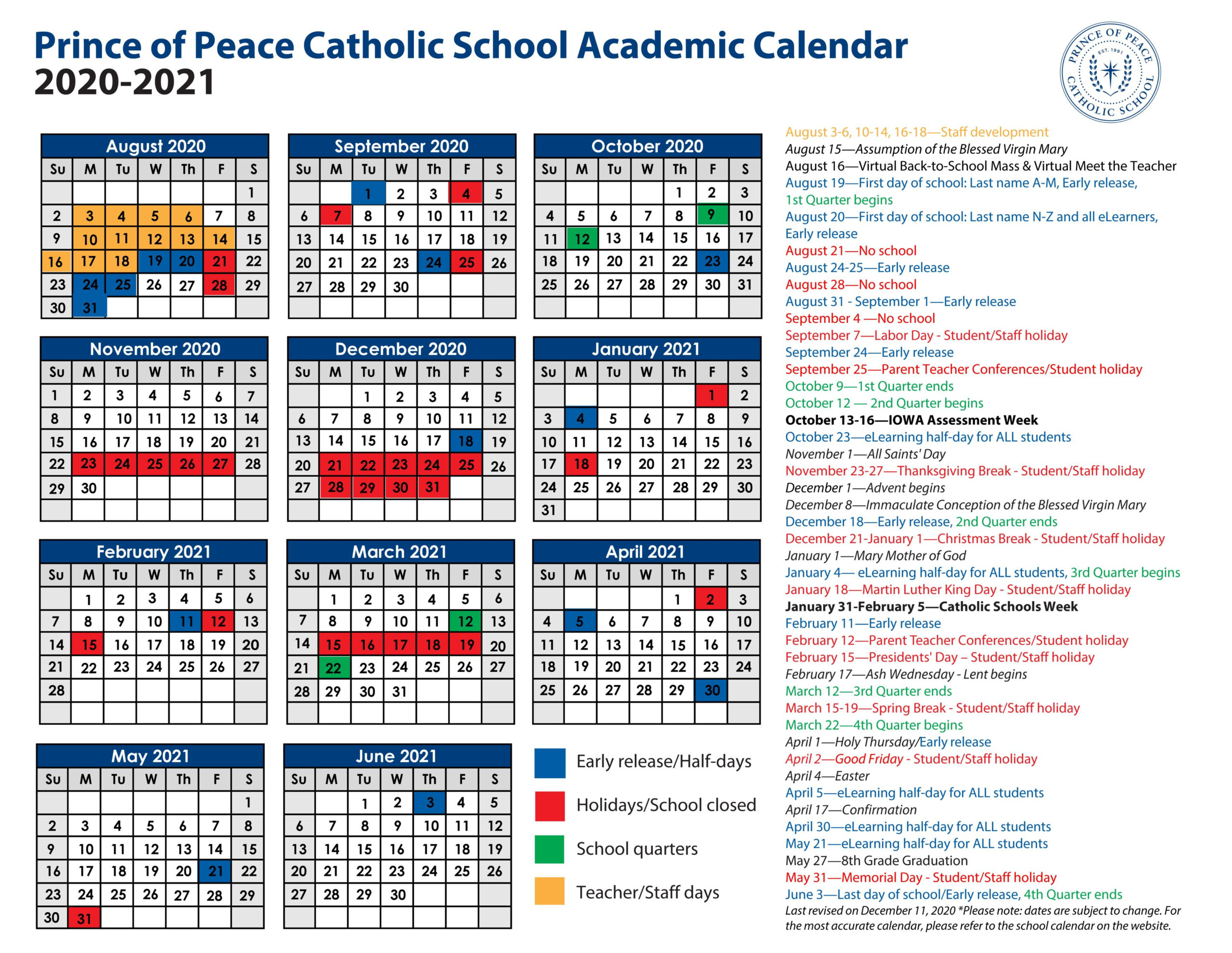 Liturgical Calendar 2021-2022 - Mini Liturgical Calendar