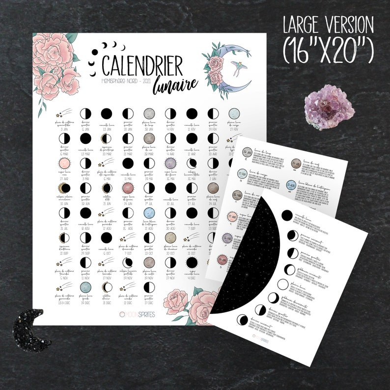 Lunar Calendar 2021 Moon Phases Poster Printable Witch | Etsy