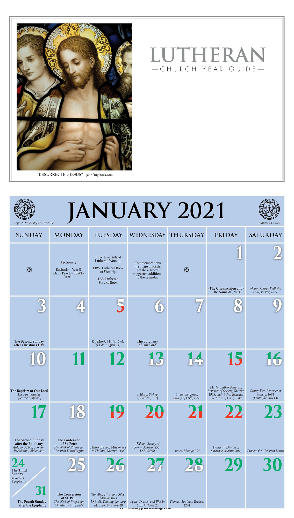 Lutheran Church Calendar 2021