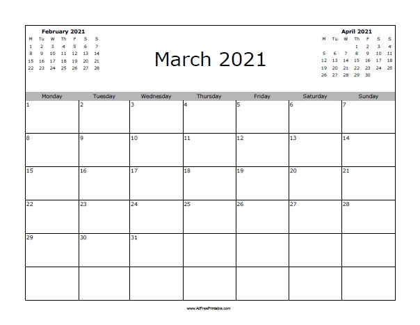 March 2021 Calendar | Free Printable