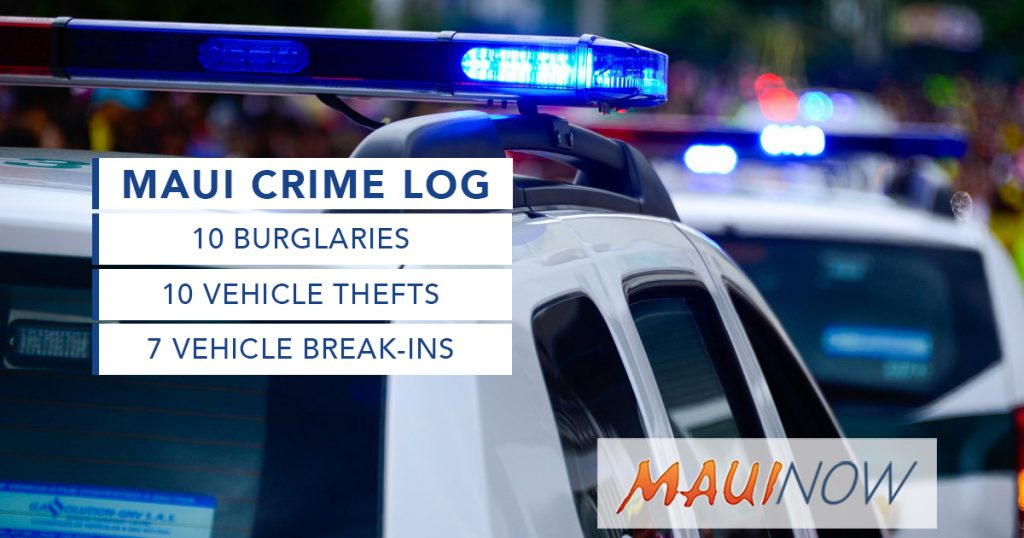Maui Crime June 13-19 2021: Burglaries Break-Ins Thefts