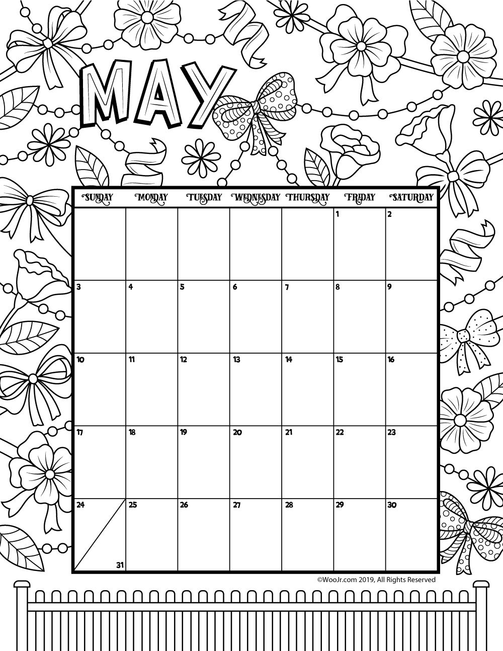 May 2020 Coloring Calendar | Woo! Jr. Kids Activities