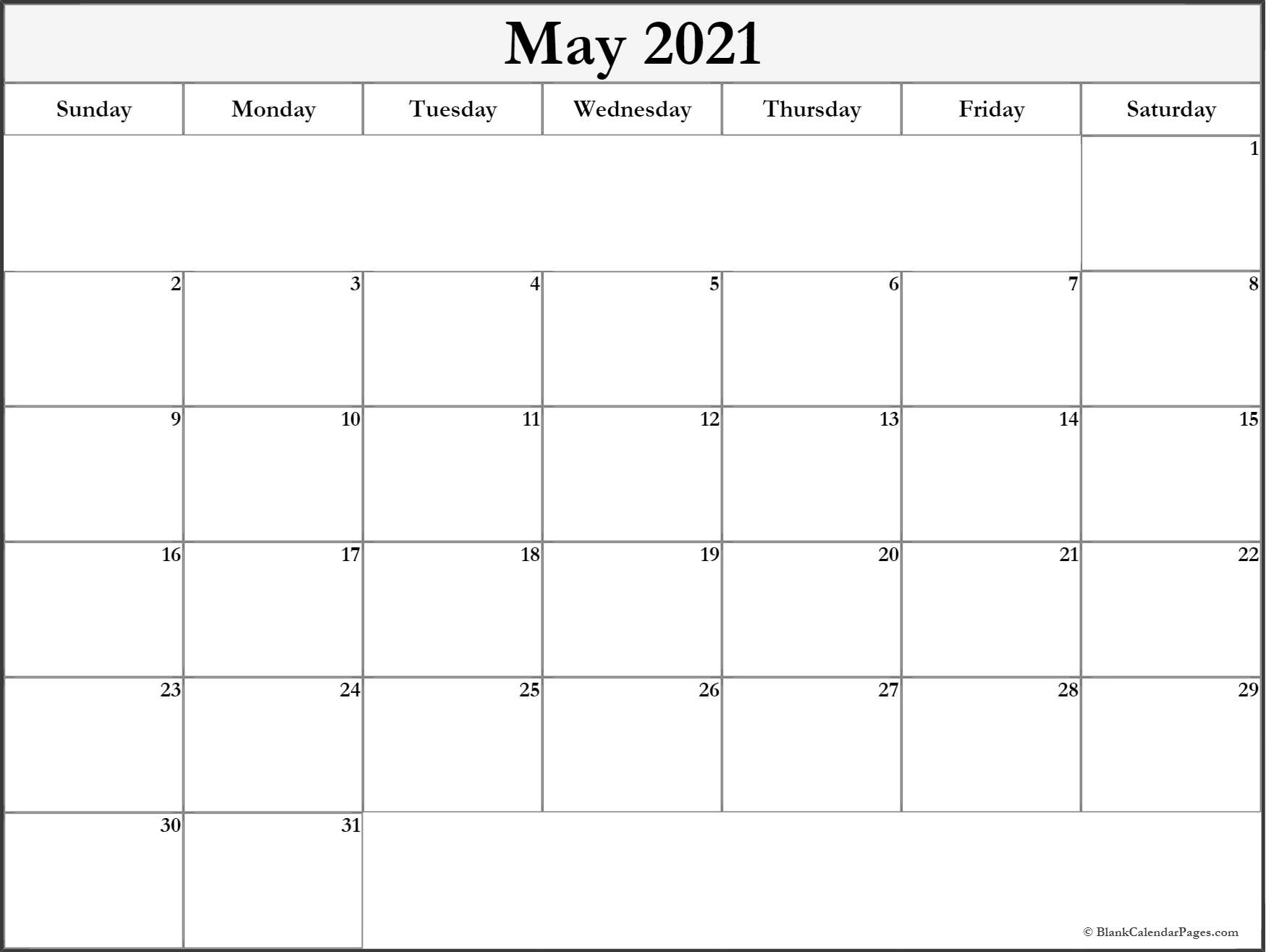 May 2021 Blank Calendar Templates.