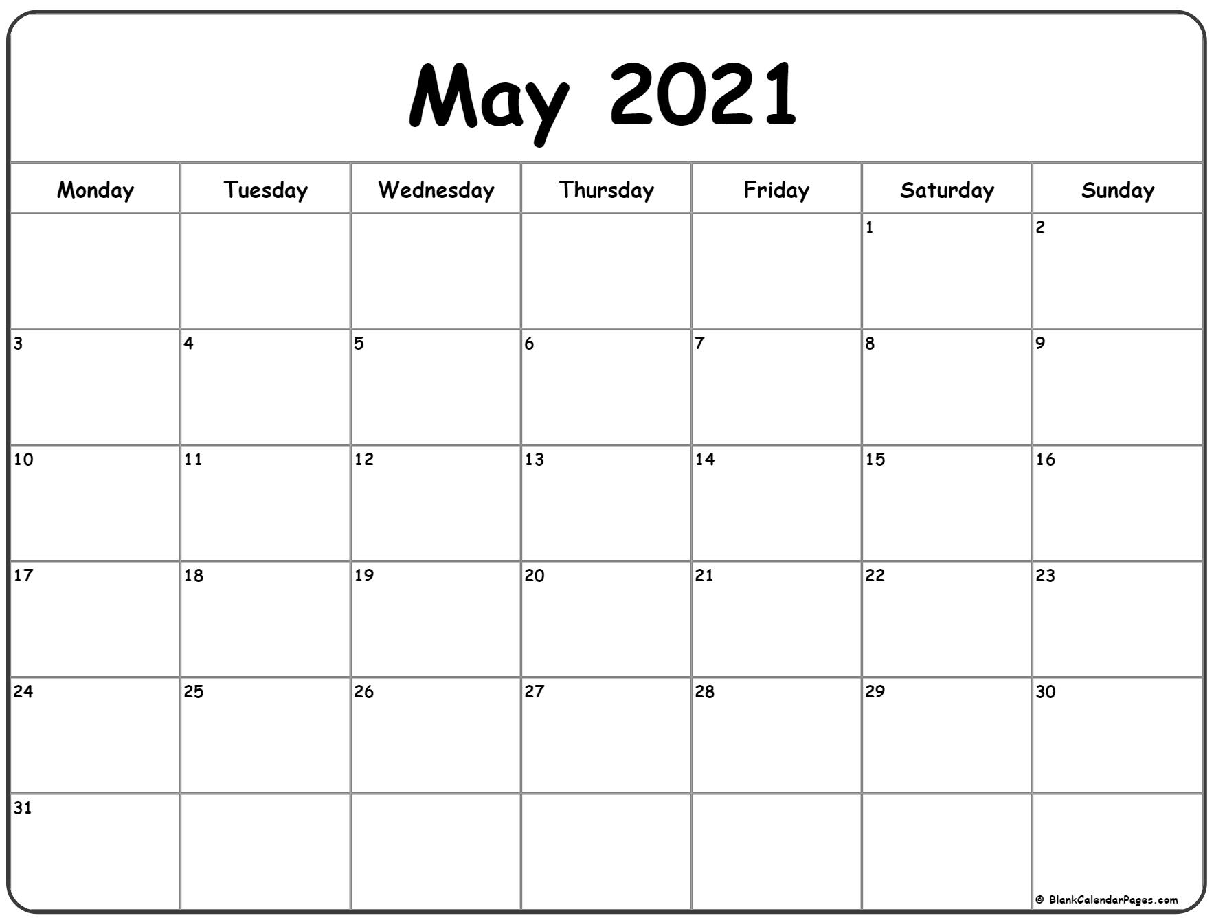 May 2021 Calendar Printable Word