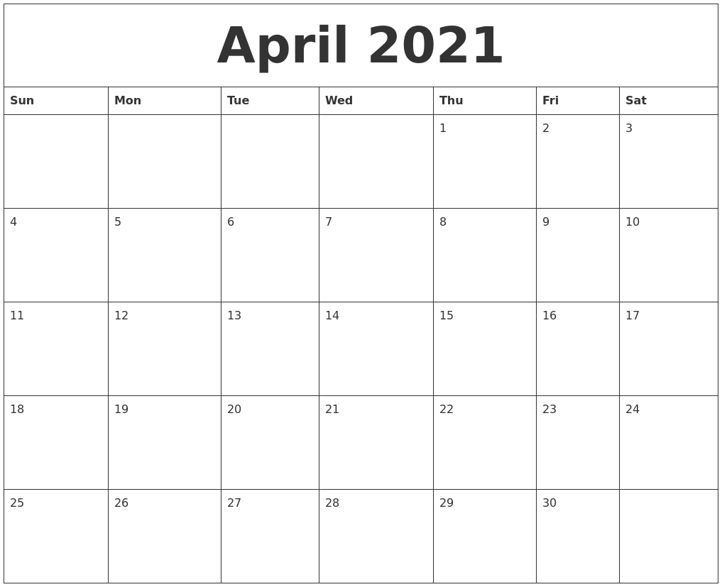 May 2021 Large Printable Calendar