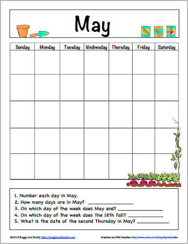 May Calendar For Kids (Free Printable) | Kids Calendar