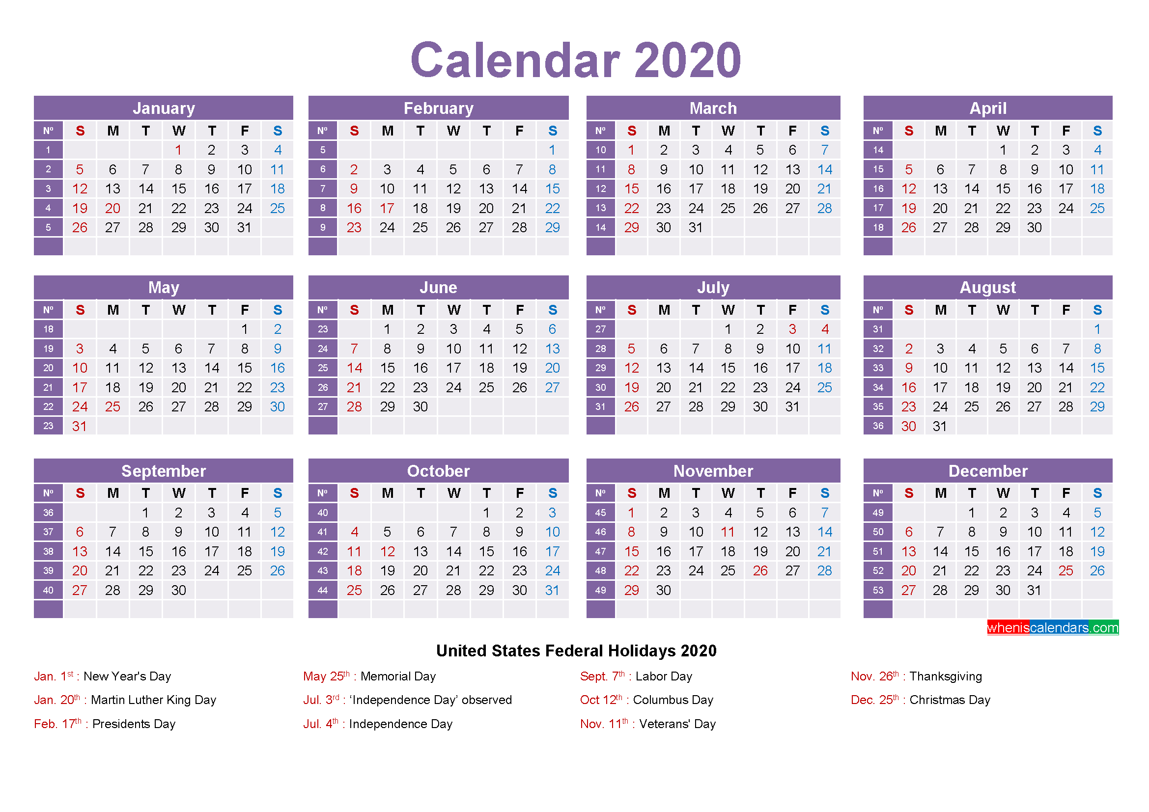 Mini Desk Calendar 2020 Free Printable - Free Printable