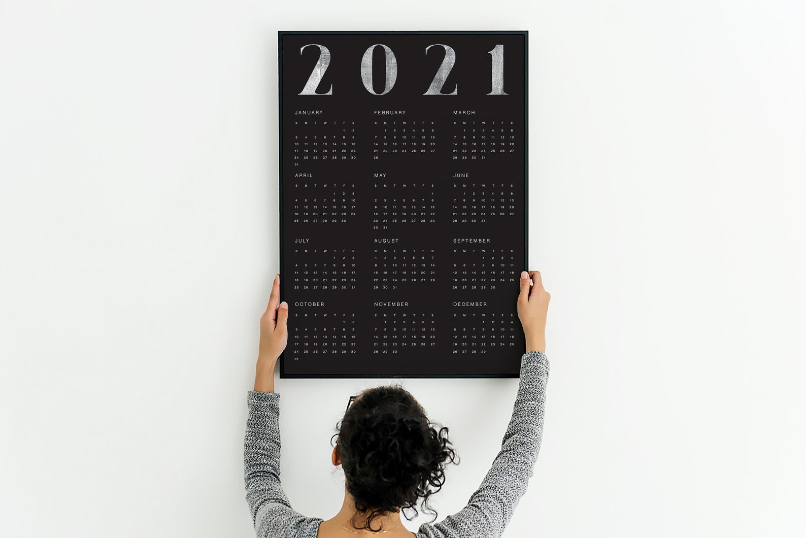 Minimalist 2021 Black And White Printable Wall Calendar