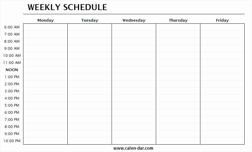 Monday To Friday Schedule Template Lovely Monday To Friday