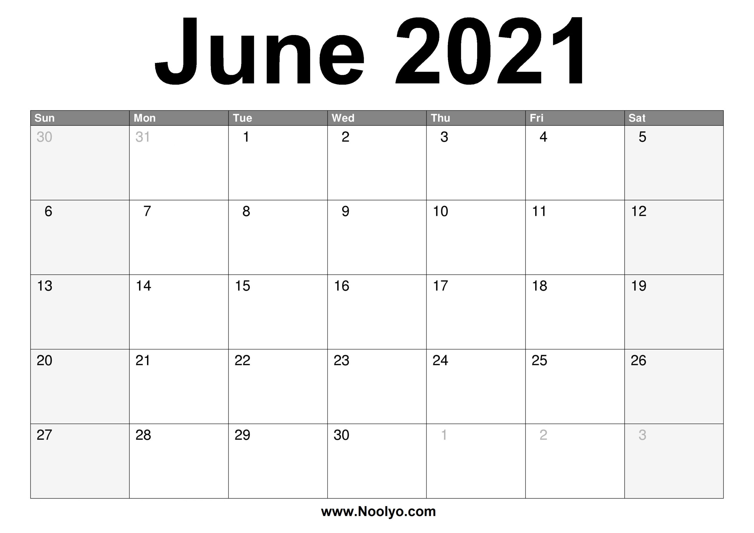 Month Of June Calendar 2021 | Printable March
