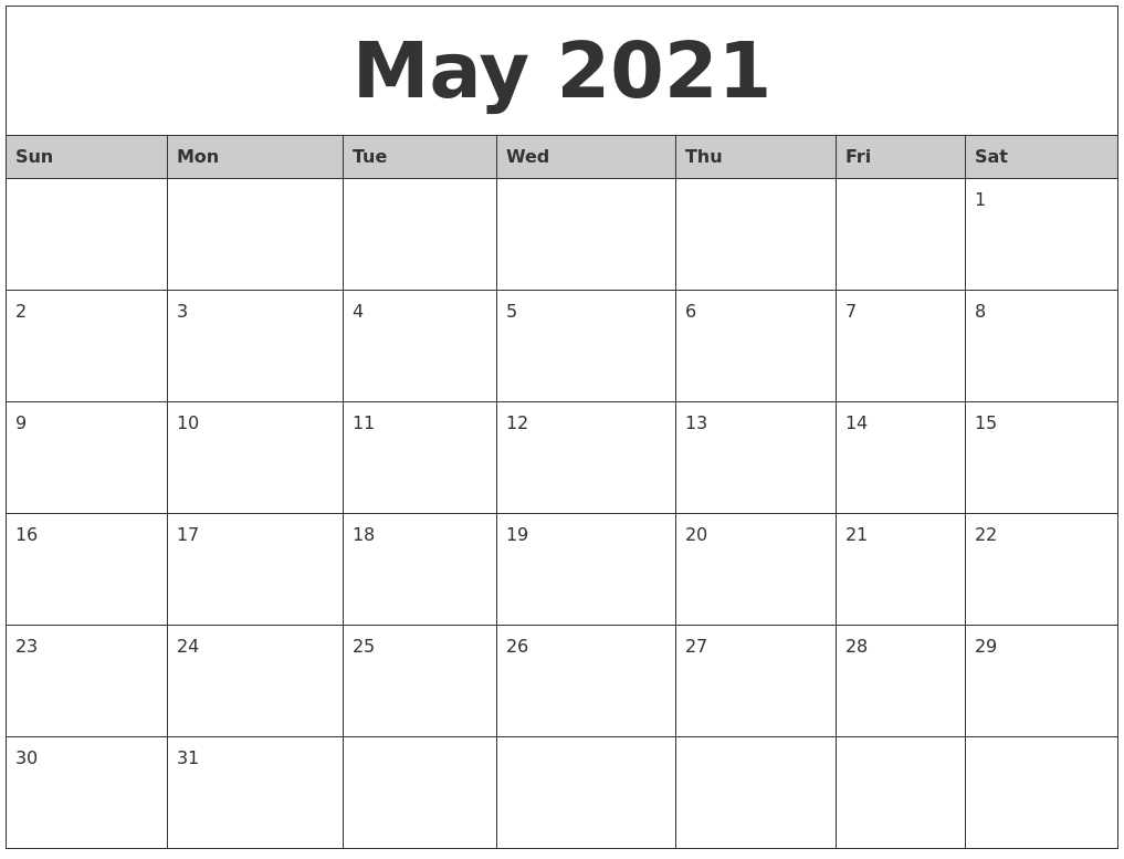 Monthly Calendar 2021 Printable Free Word : Printable 2021