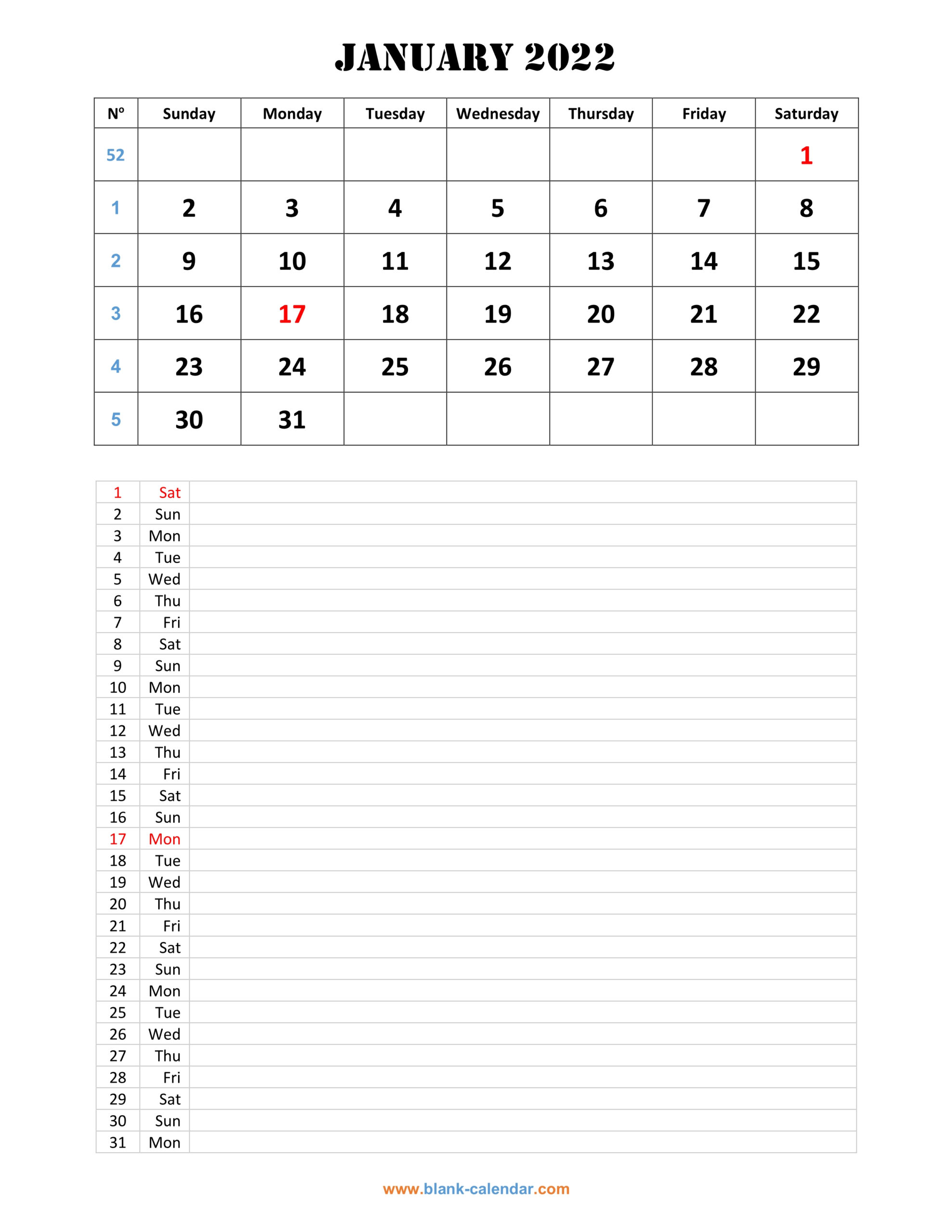 Monthly Calendar 2022 | Free Download Editable And Printable