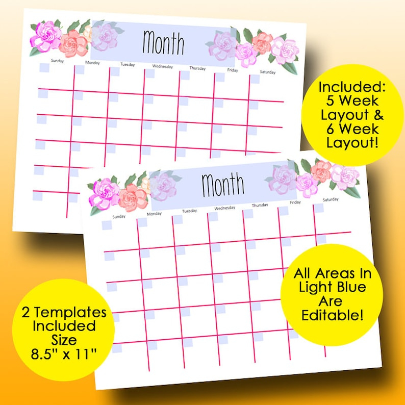 Editable Printable Calendar Calendar Printables Free Templates