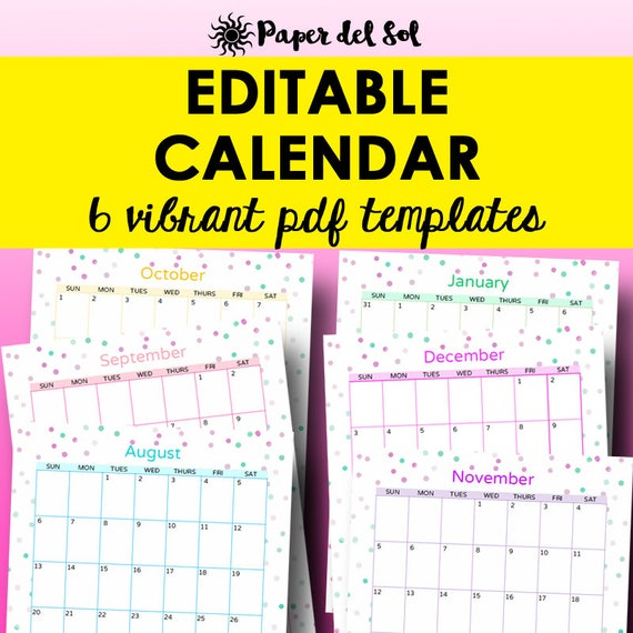 Calendar Template Free Editable | Calendar Printables Free Templates