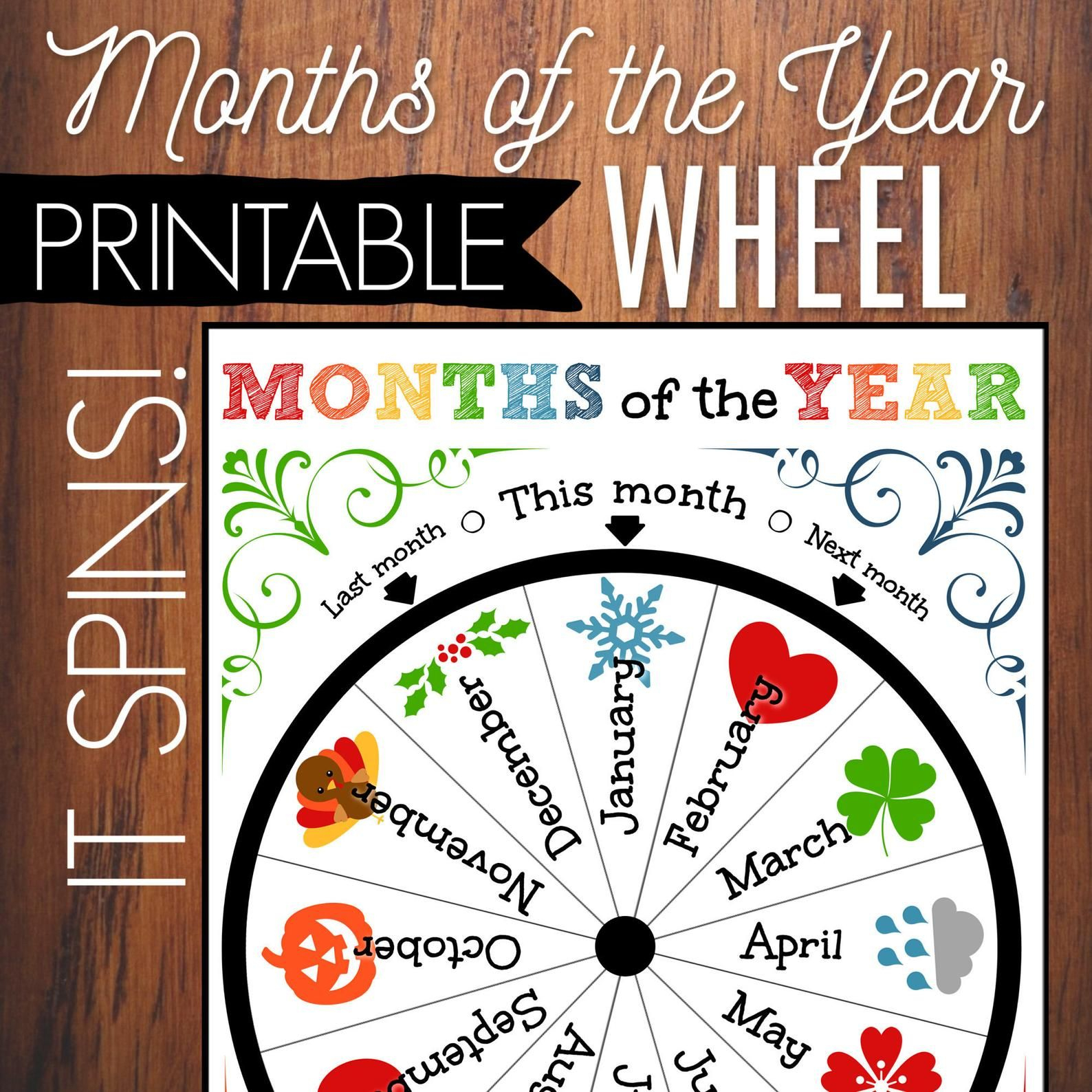 Months Of The Year Printable Wheel Kids Circle Time