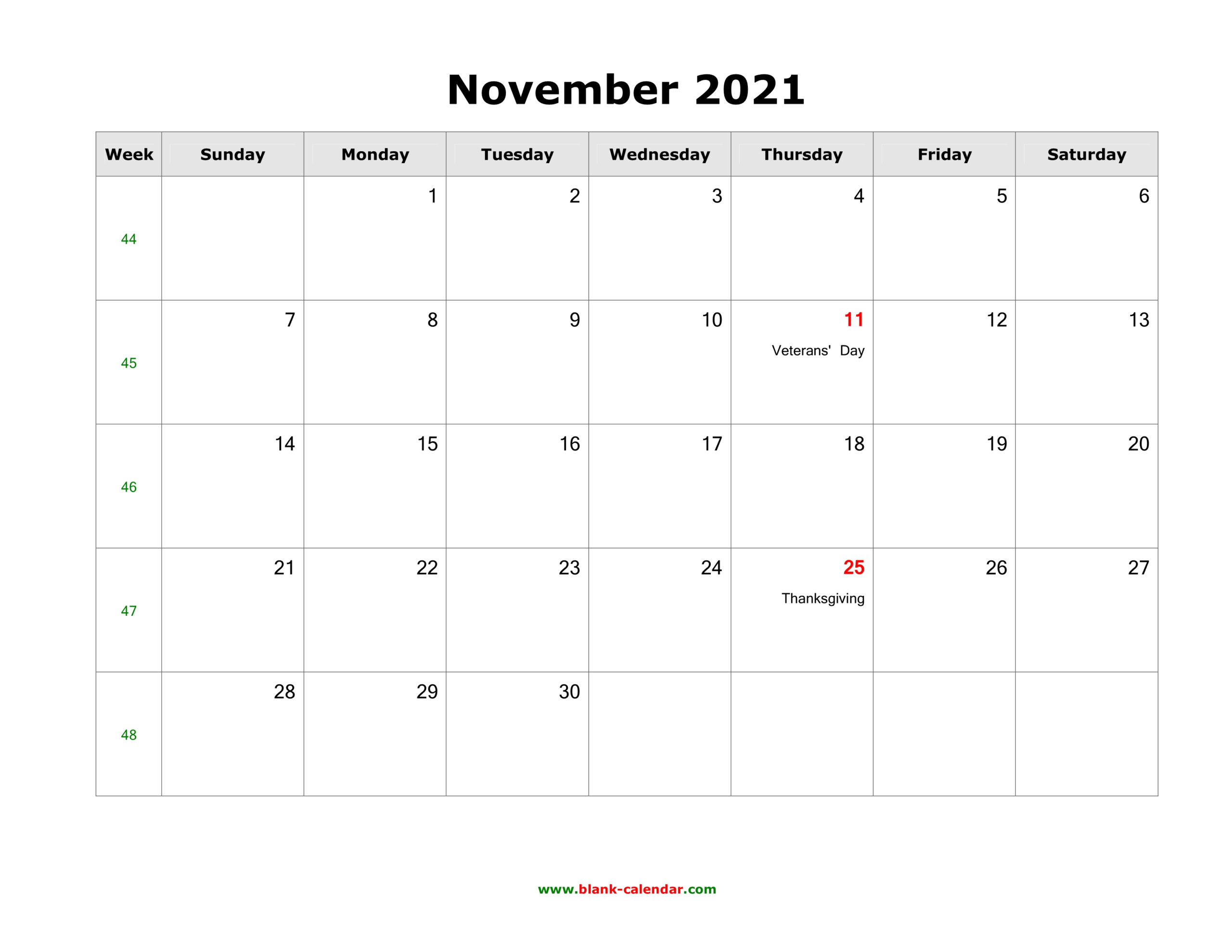 November 2021 Blank Calendar | Free Download Calendar