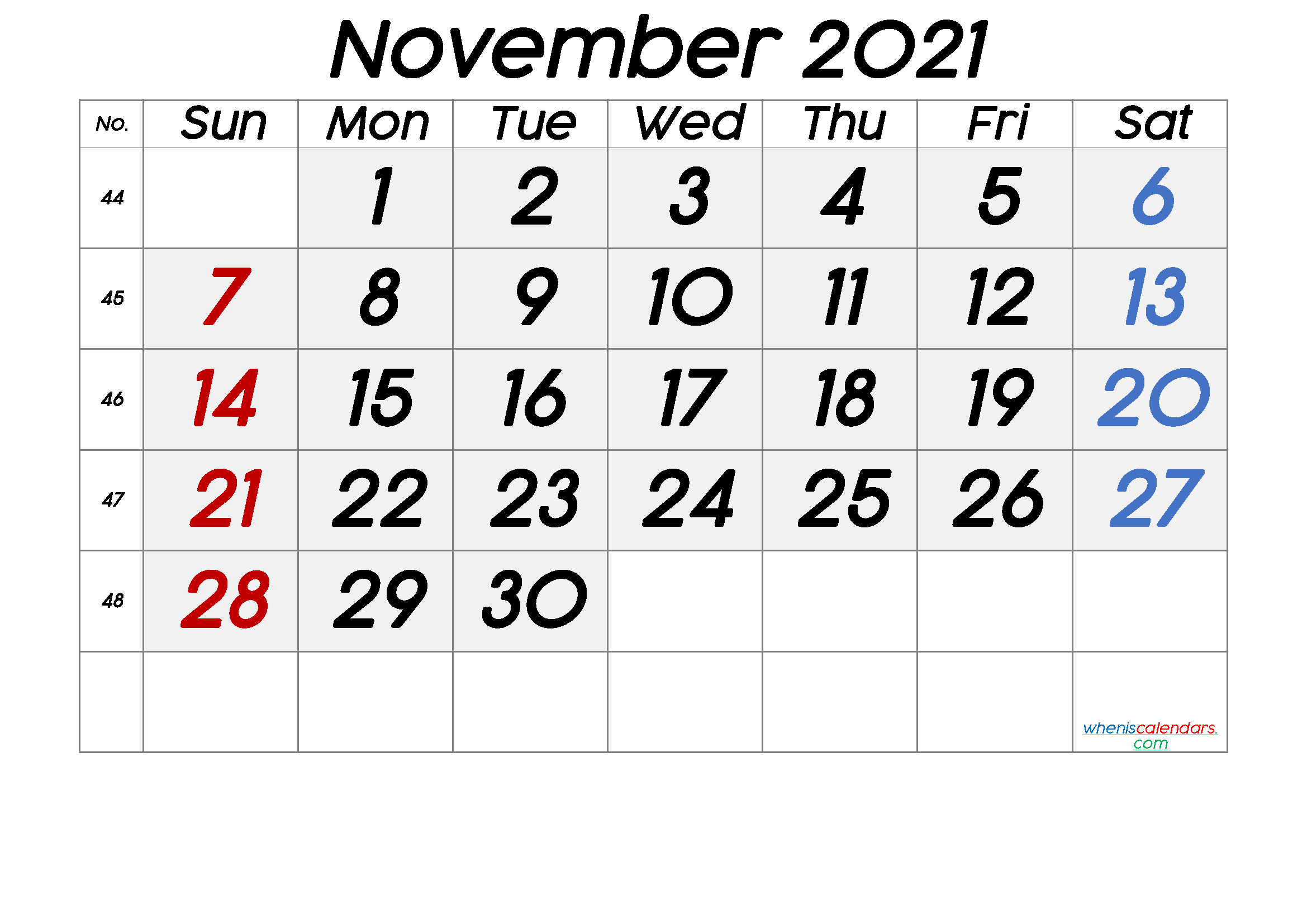 November 2021 Printable Calendar [Free Premium] | Calendar