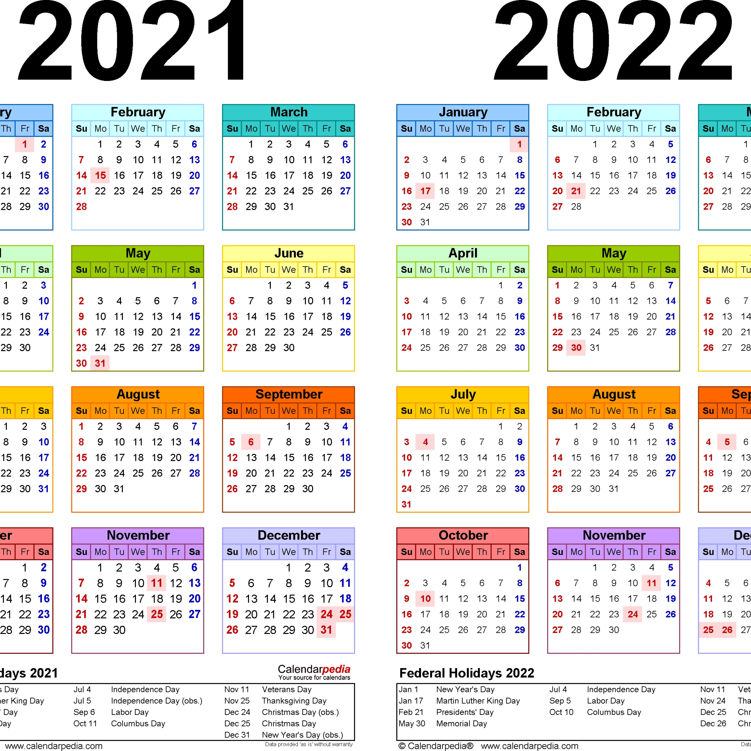 Online Printable Calendar 2021 2 Years | Avnitasoni