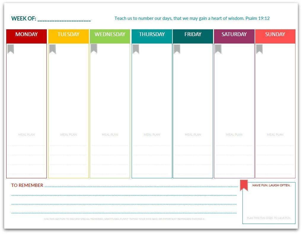 Pdf: Week-At-A-Glance One Page Planner | Etsy | First Page Planner Weekly Planning