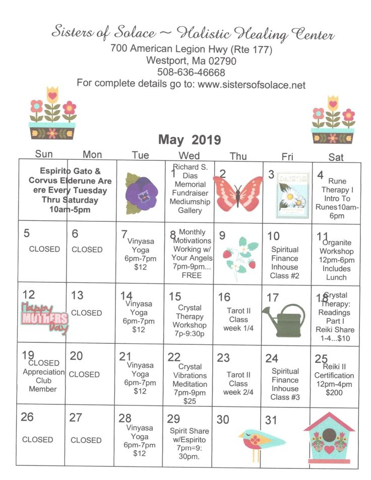 Pinsisters Of Solace Holistic Hea On Monthly Calendar