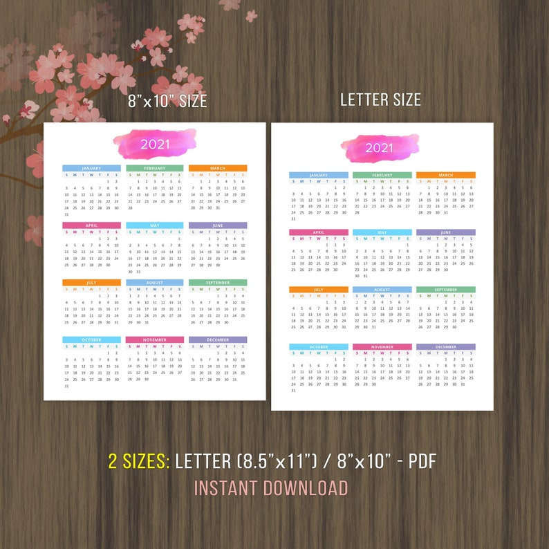 Planner Printable Calendar 2020 2021 Desktop Calendar Wall