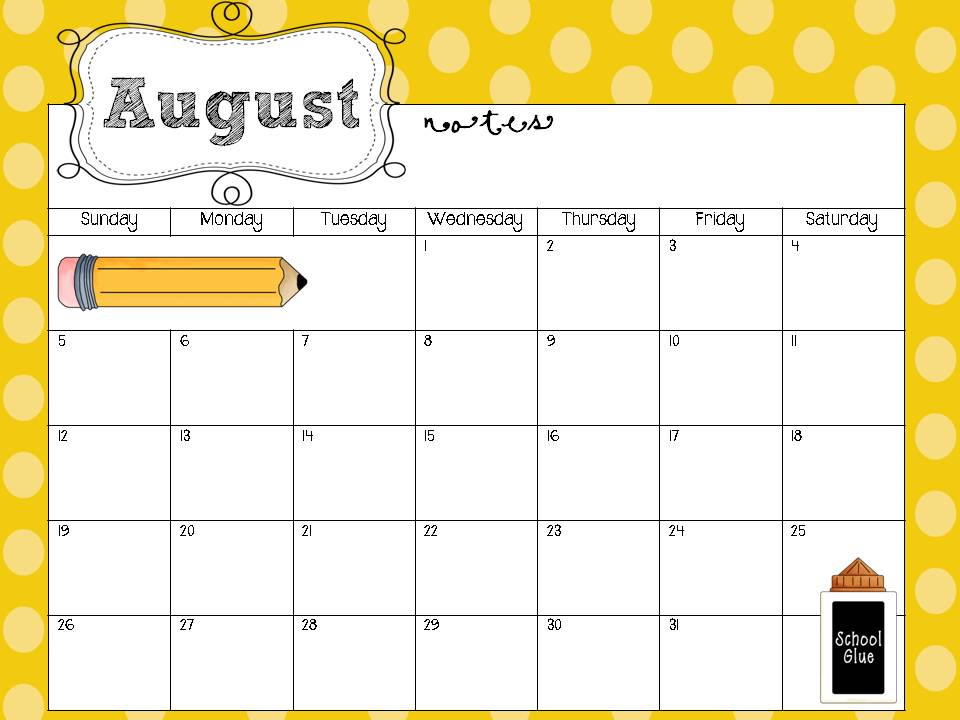 Preschool Calendar Template | Shatterlion