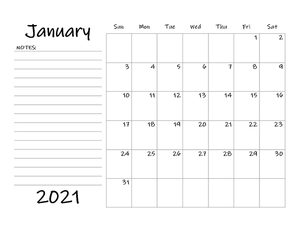Printable 2021 Blank Calendar Templates - Calendarlabs