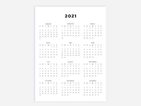 2021 Printable Calendar With Date Boxes