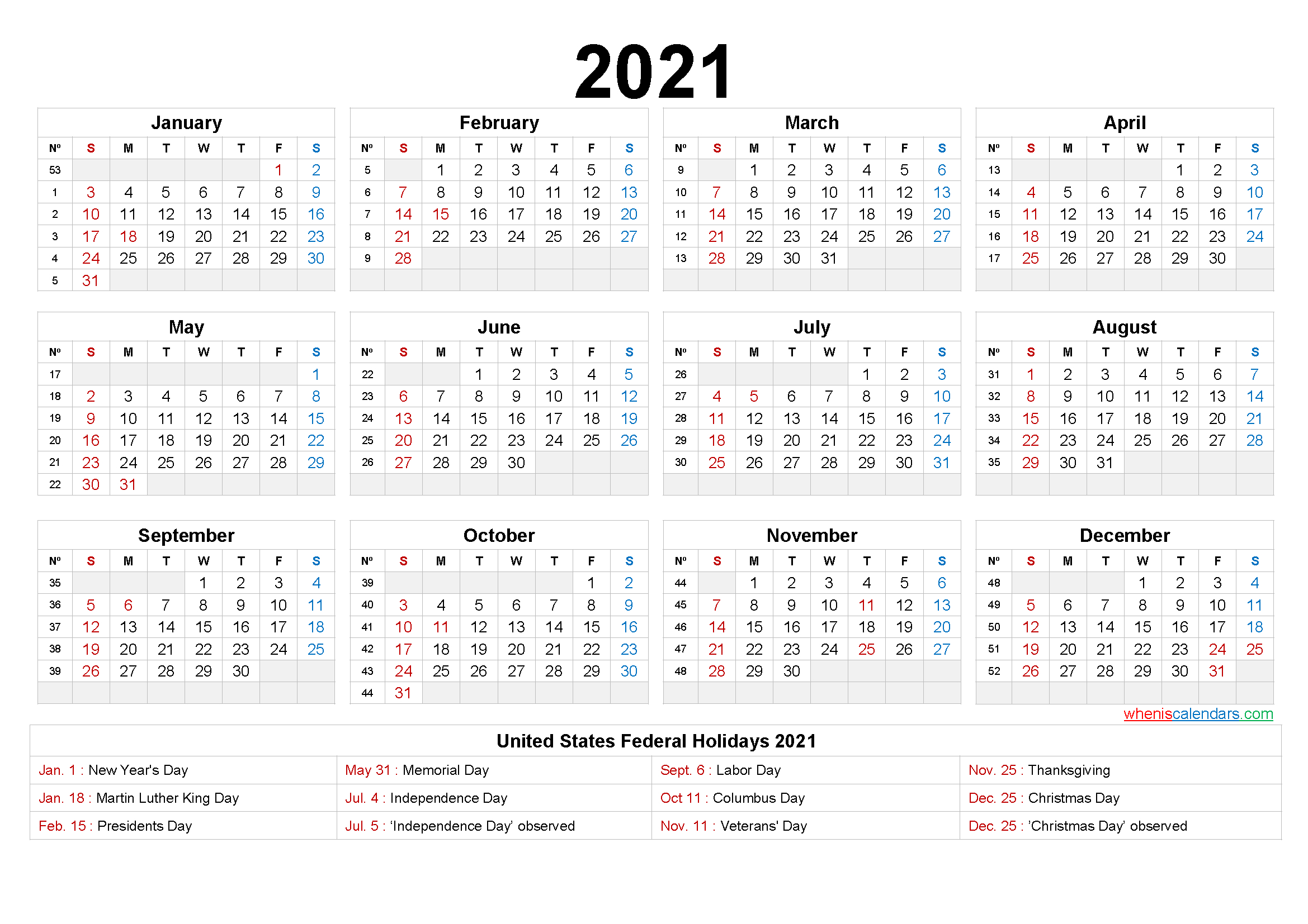 2021 Printable Calendar By Month Free Publisher