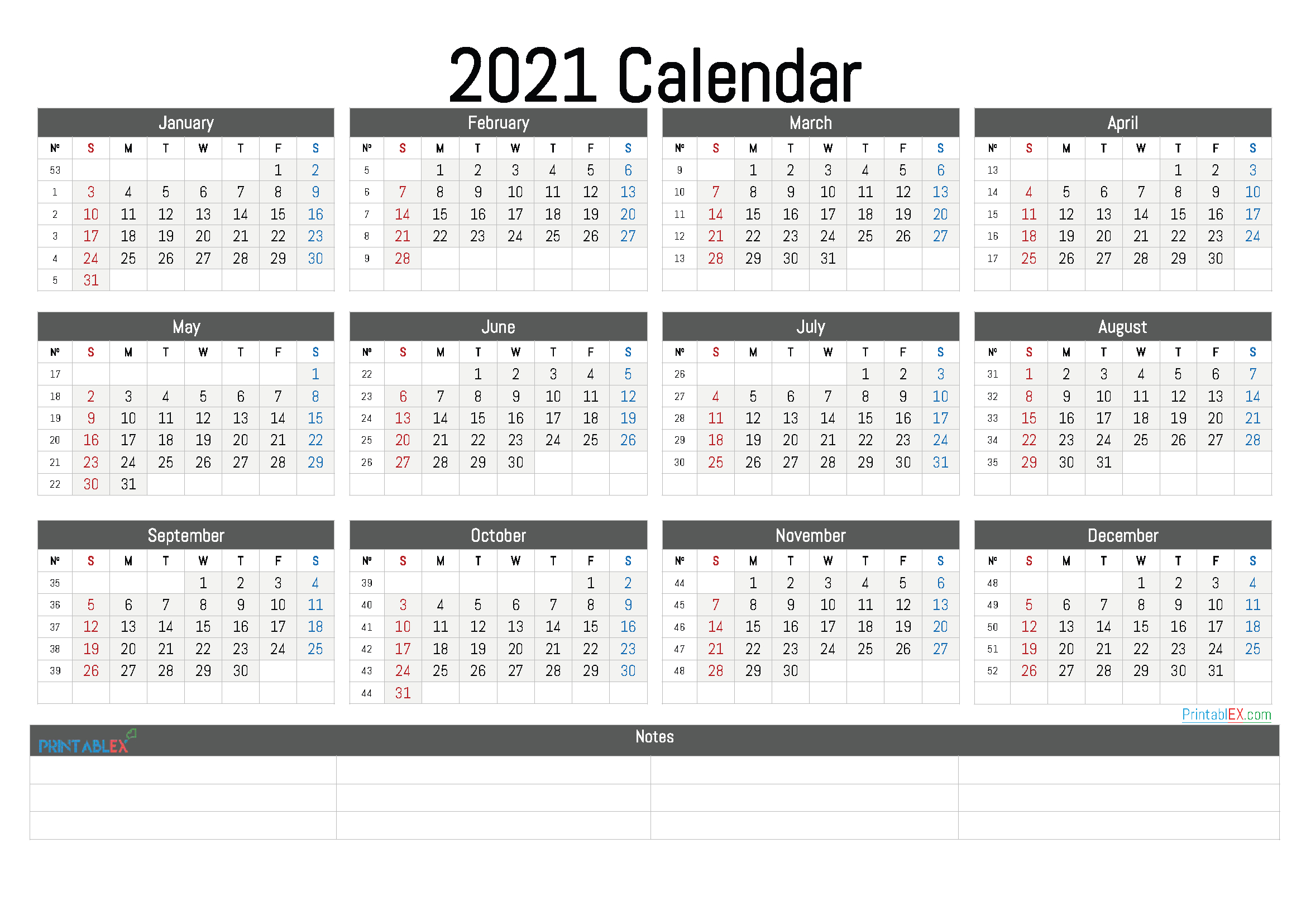 Printable Weekly Calendar 2021