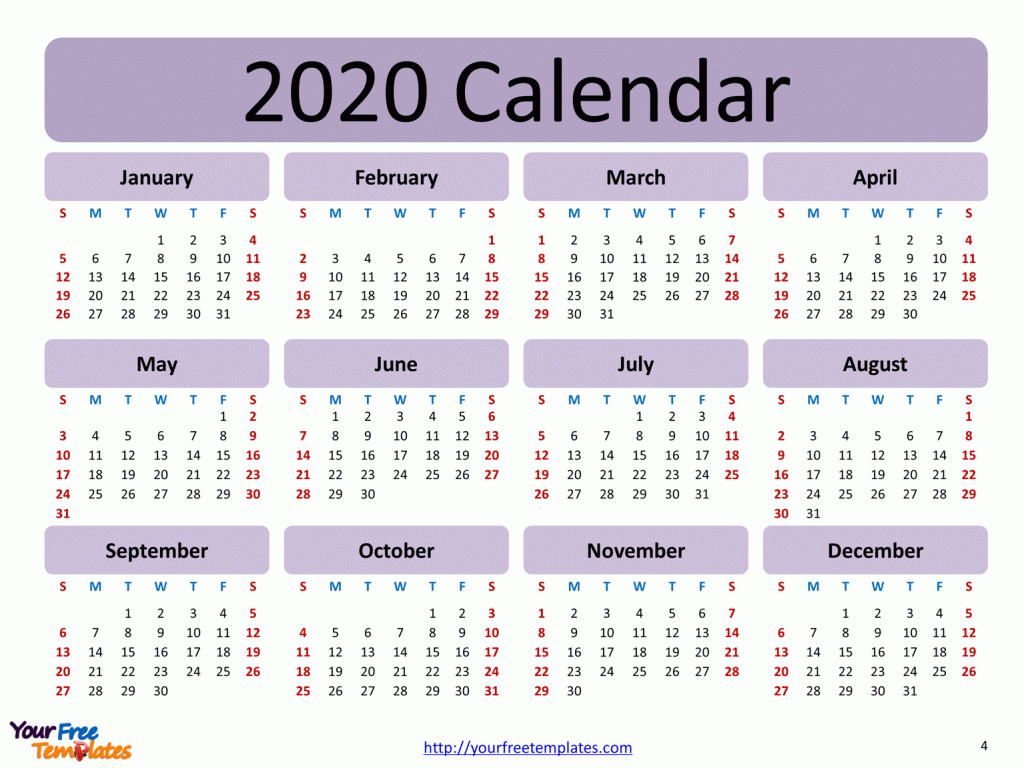 Printable Calendar 2020 Template - Free Powerpoint Templates