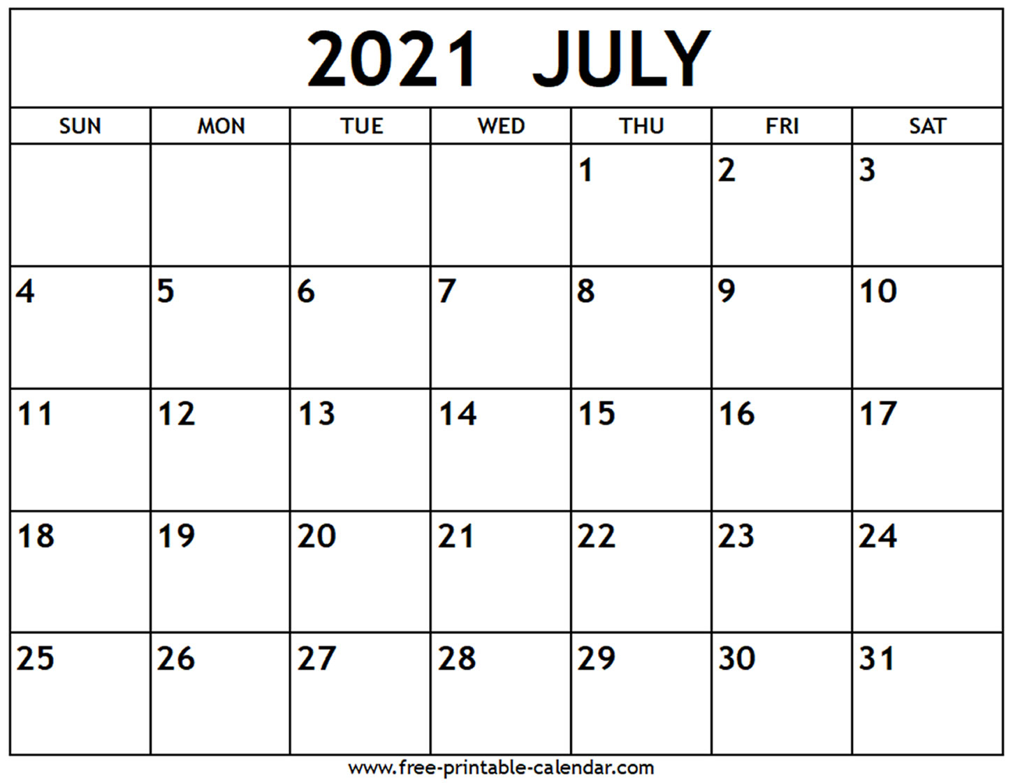 Free Printable Monthly Calendar 2021