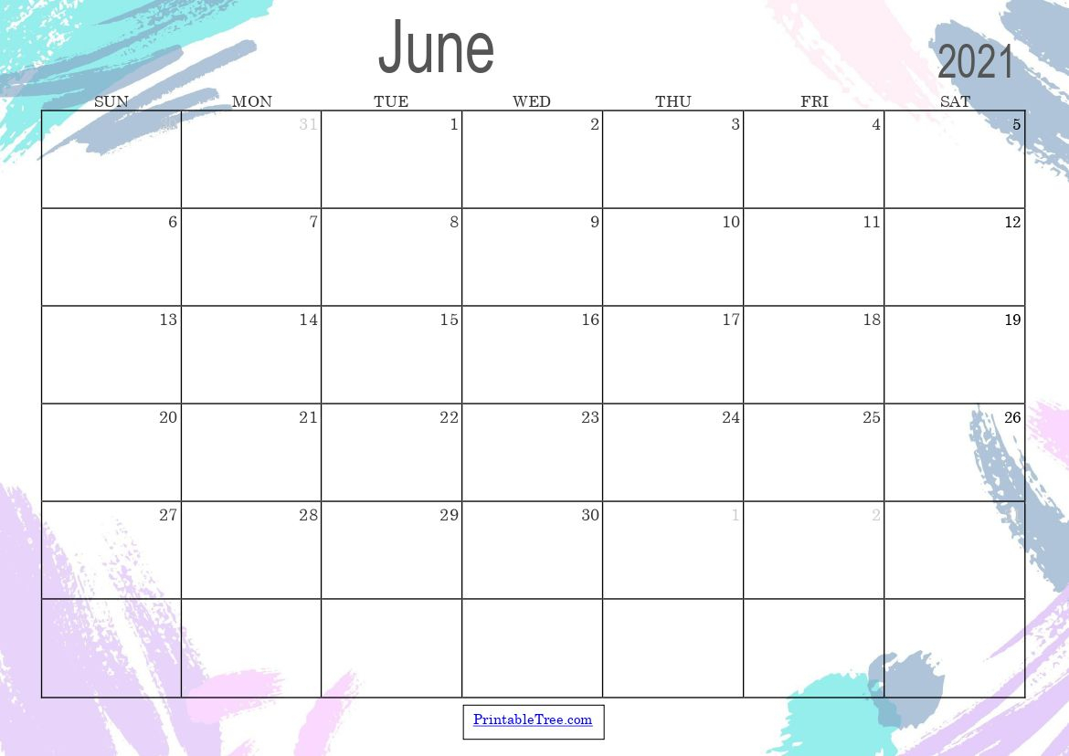 Printable Calendar June 2021  June To August 2021
