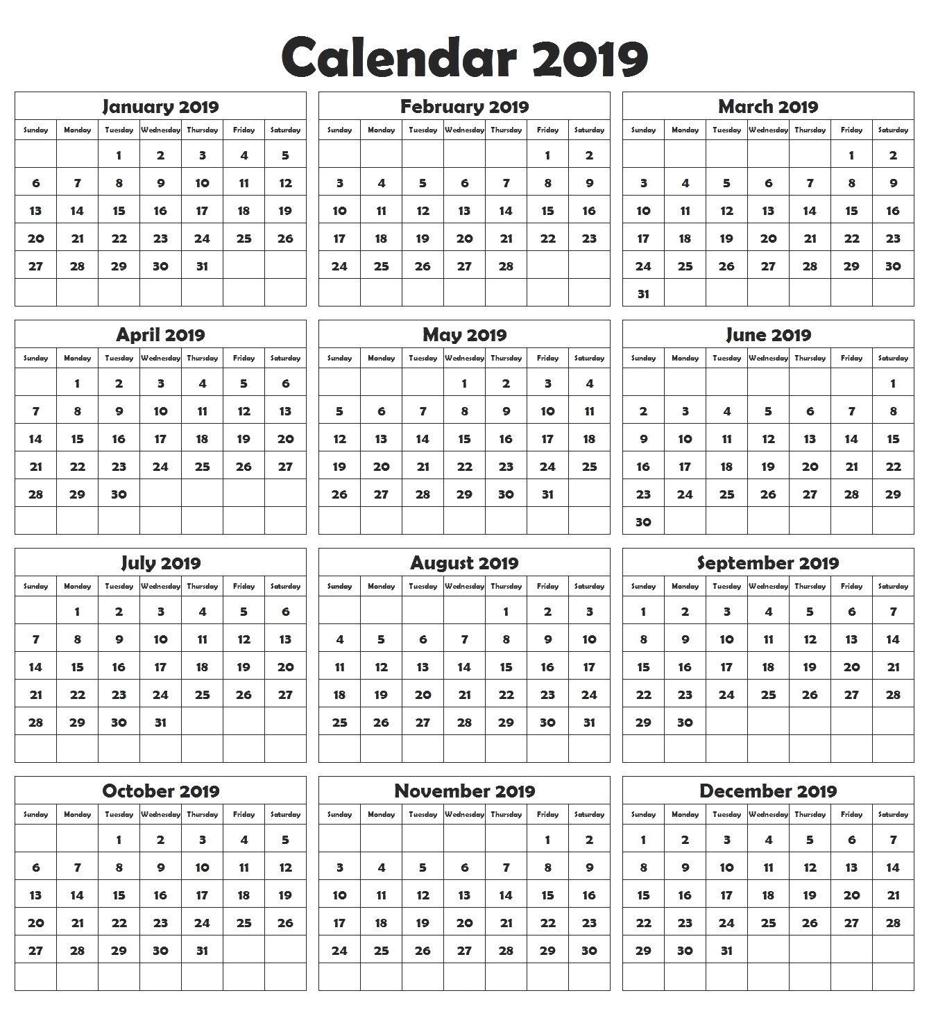 Printable Calendar With Big Boxes | Calendar Printables Free Templates