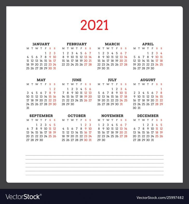 Printable Calendars 2021 Free Weekday Starts On Monday