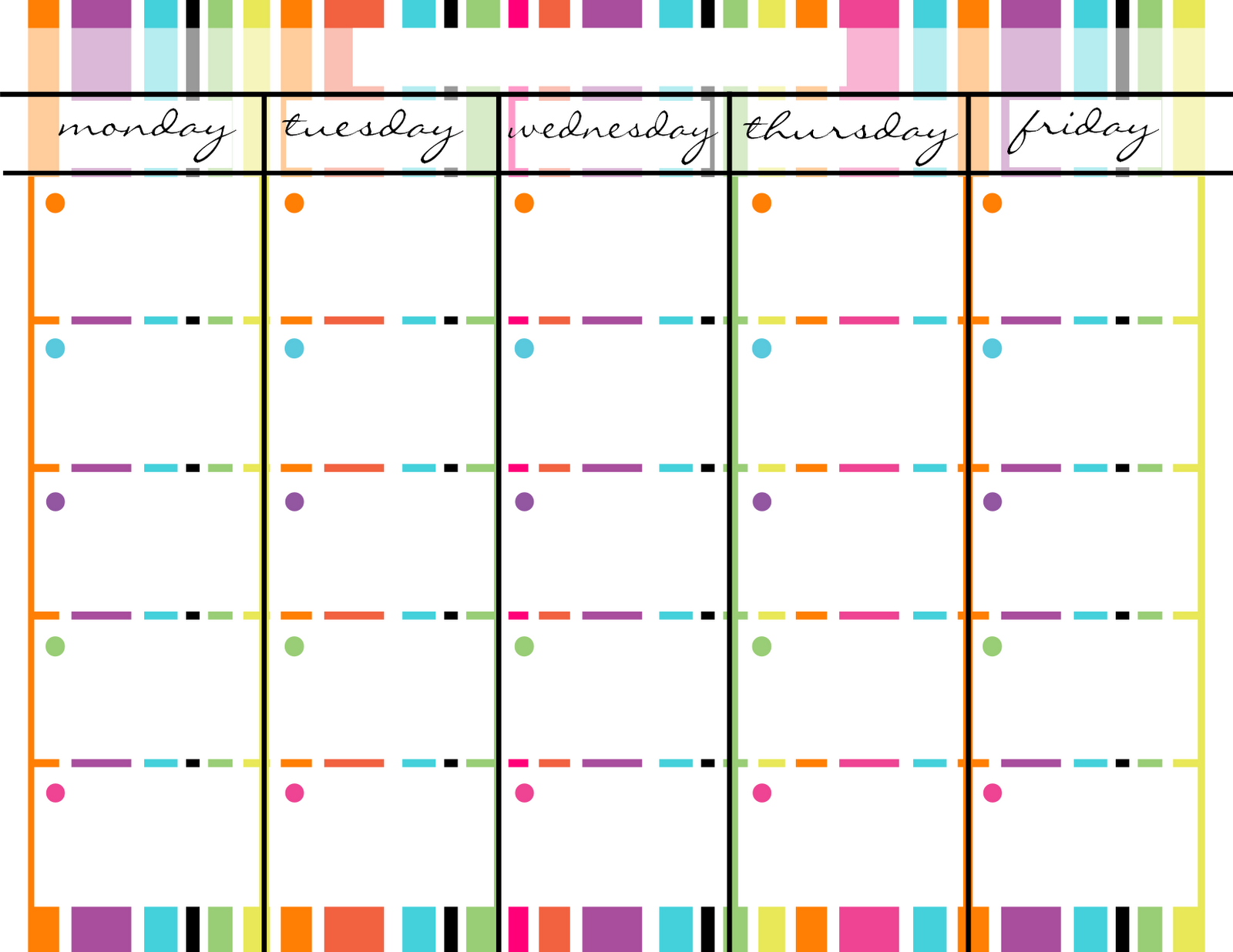 Printable Monday Through Friday Template - Bing