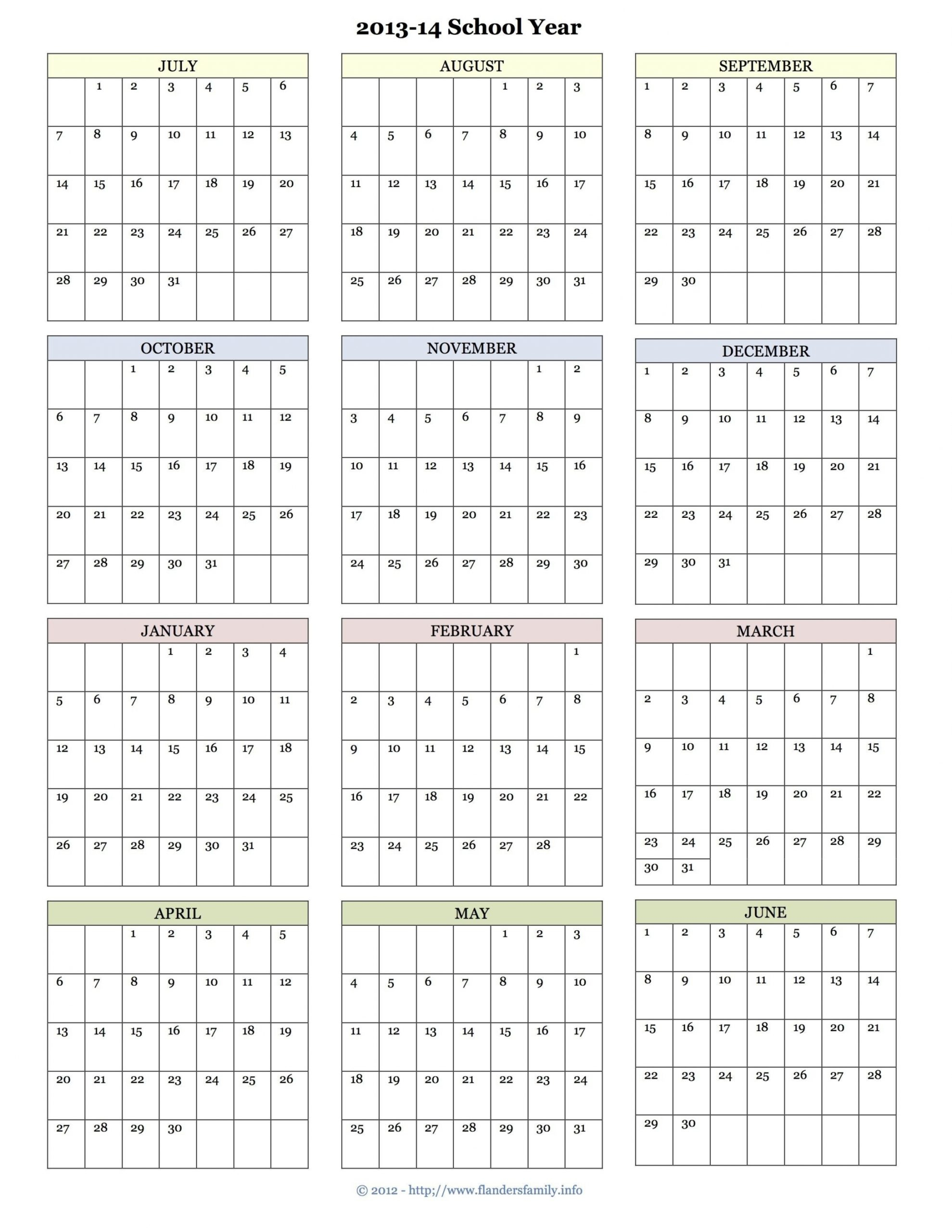 Printable School Year Calendar 2020-2021 | Free Letter