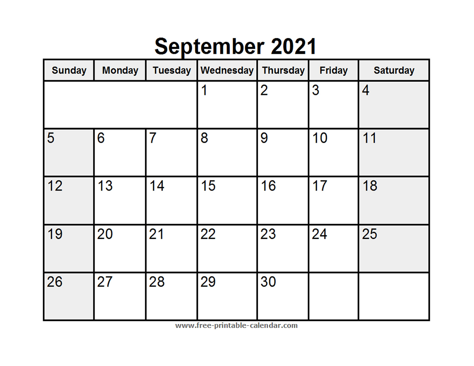 Printable September 2021 Calendar - Free-Printable