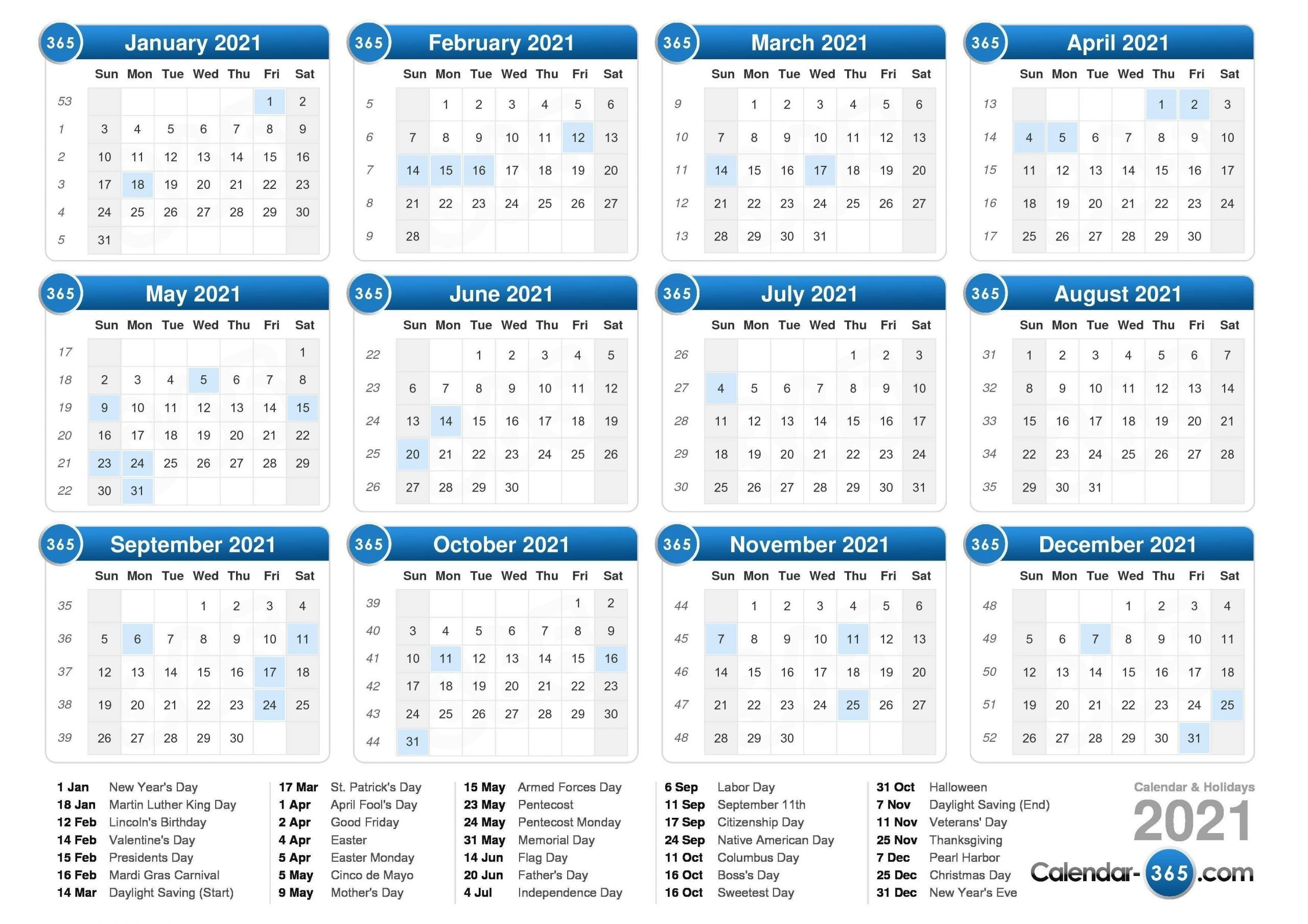 Printable Work Week Calendar 2021 Blank | Calendar