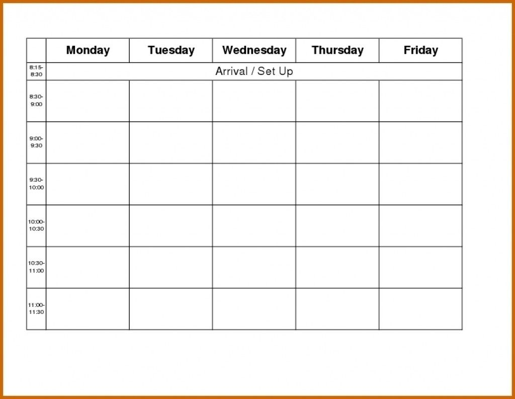 Schedule Template Monday Through Friday School | Smorad