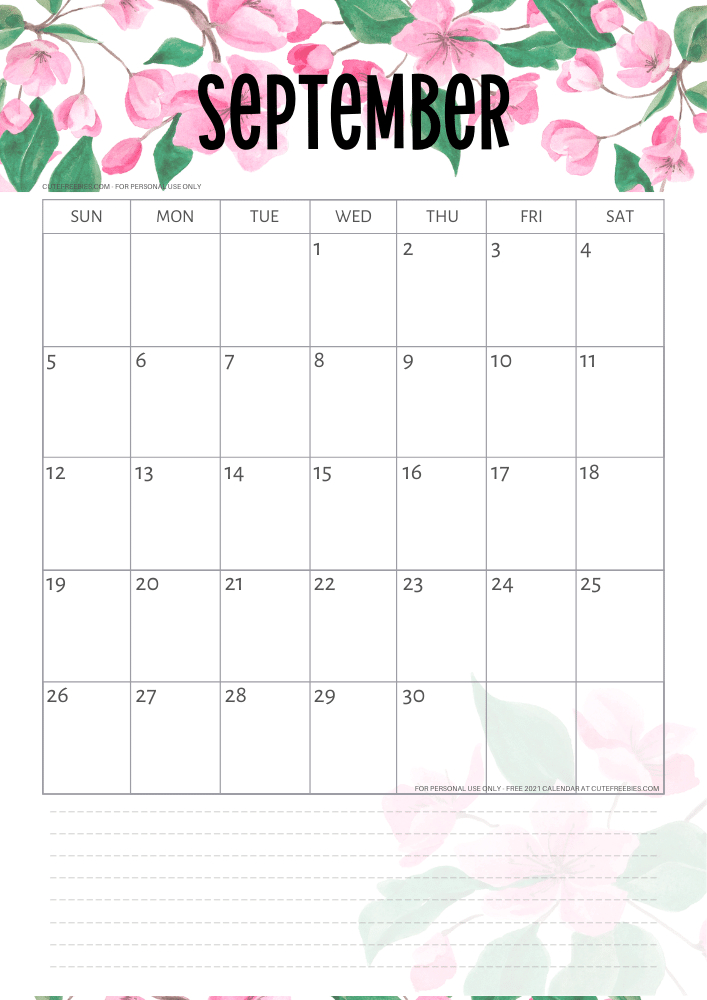 September-2021-Calendar-Printable-Pink - Cute Freebies For You
