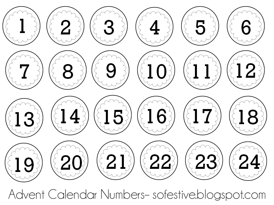 Free Printable Calendar Numbers 1 31