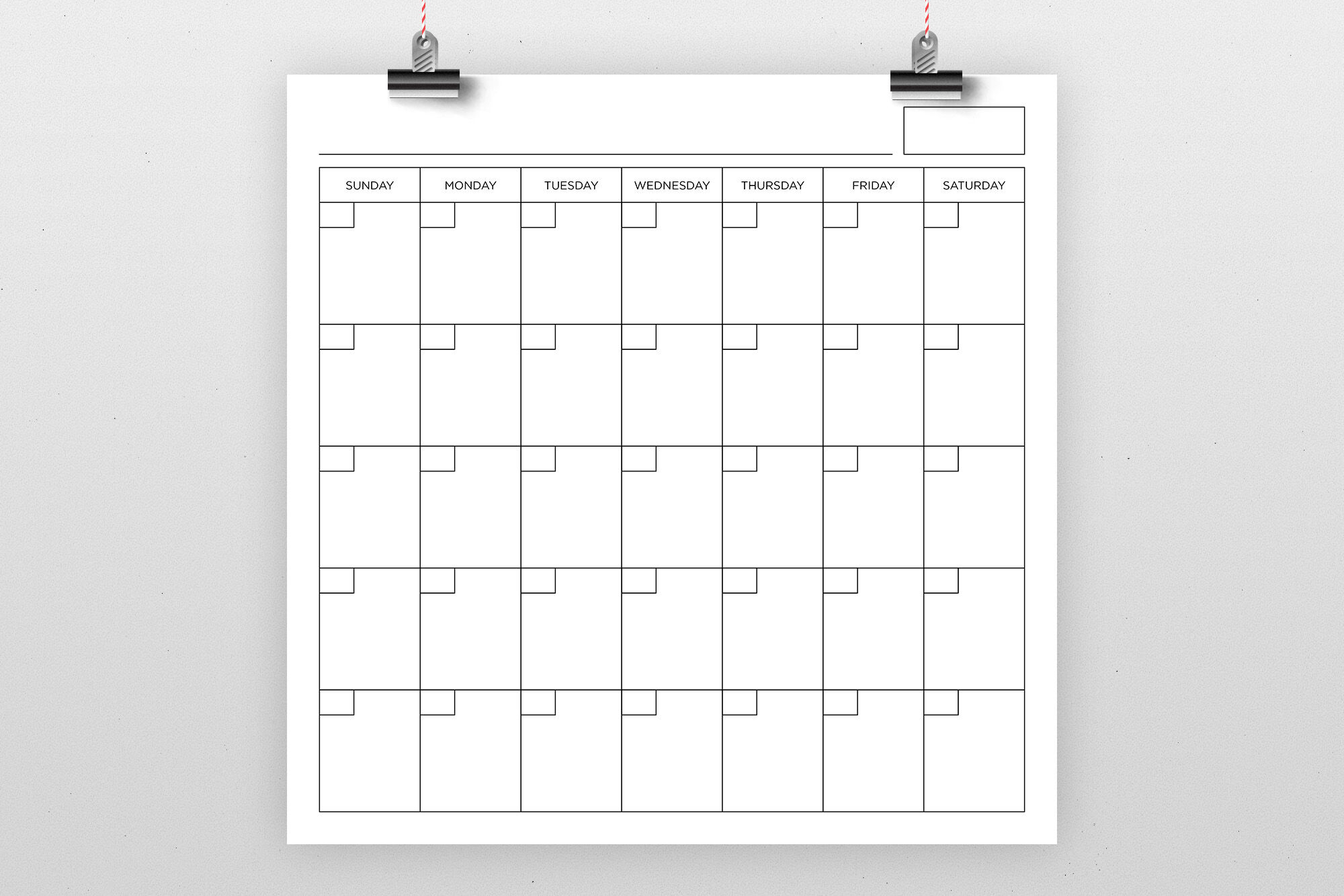 Square 12X12 Inch Blank Calendar Pagerunning With