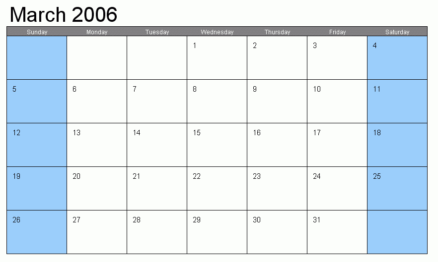 The Temptation News: Excel Calendar Template
