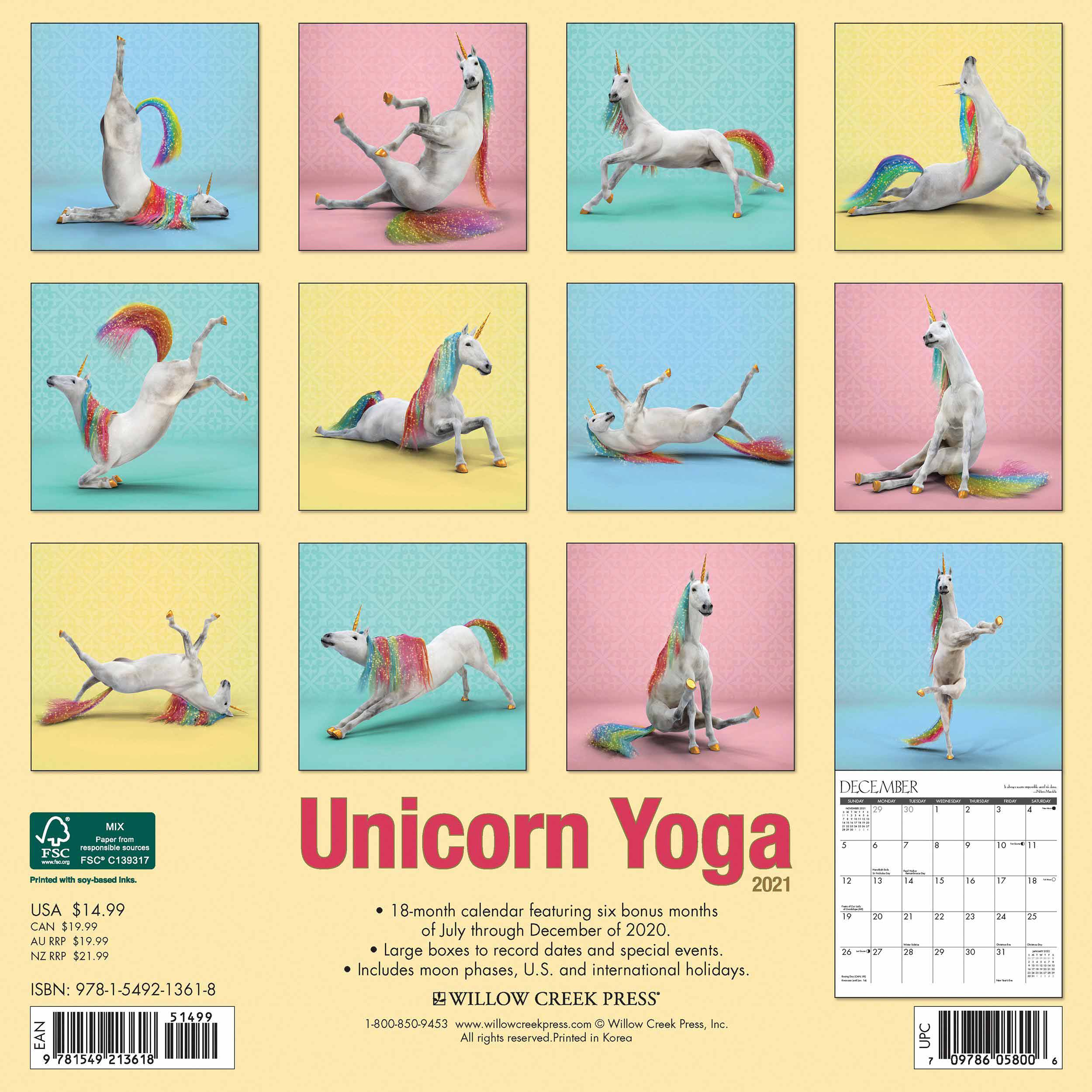 Unicorn Yoga Calendar 2021 At Calendar Club