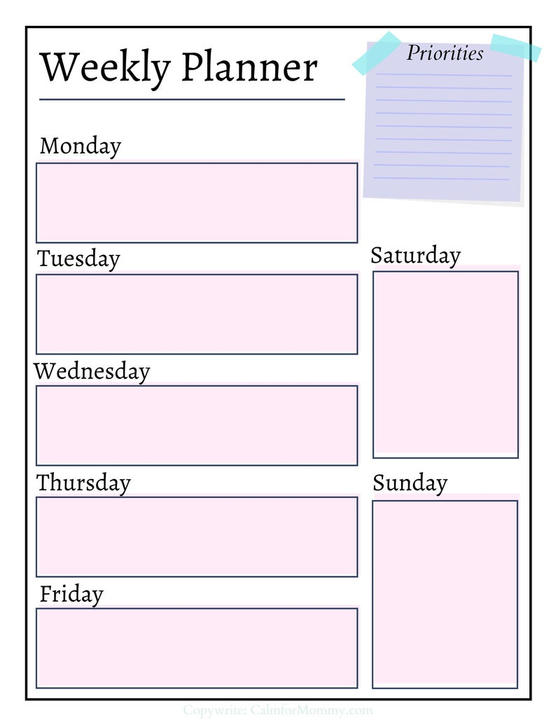 Week At A Glance Planner Printable | Etsy