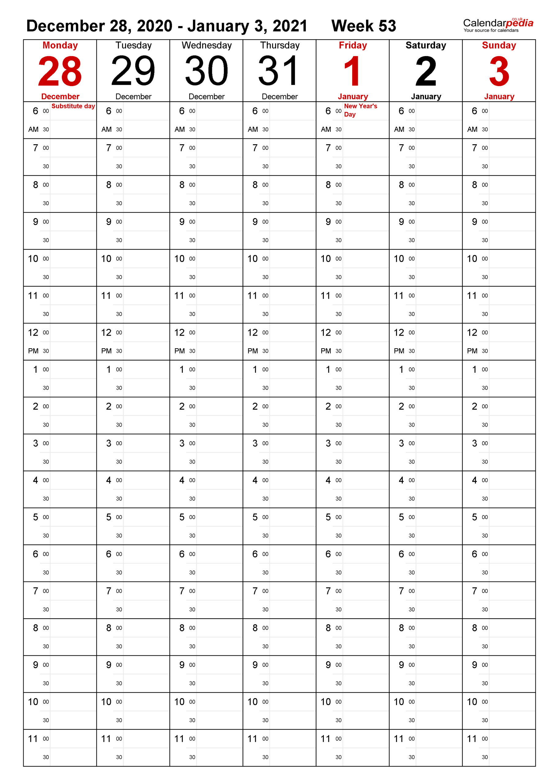 Weekly Calendar 2021 Uk - Free Printable Templates For Excel